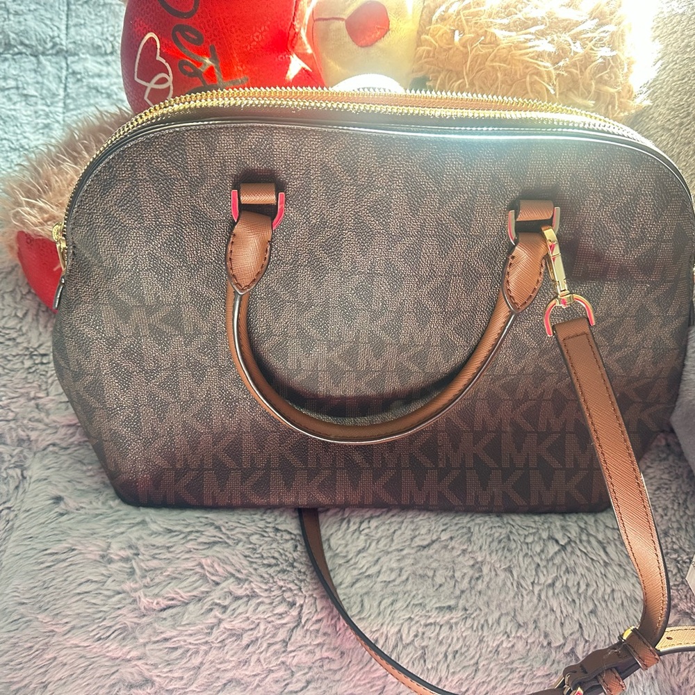 Michael Kors Dark Brown Logo Satchel
